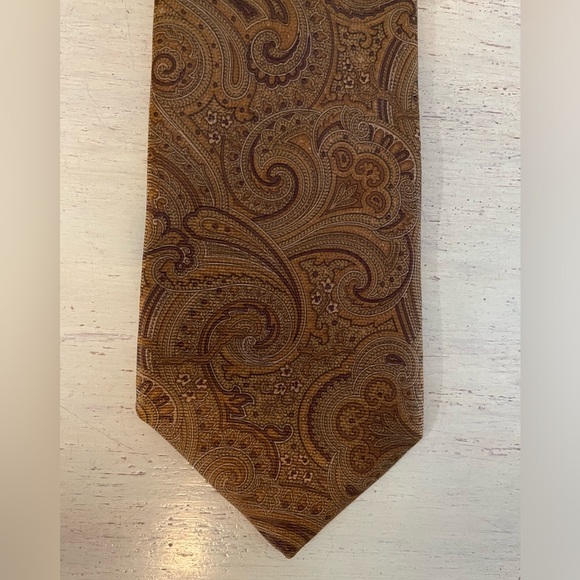 BROOKS BROTHERS MAKERS Hand Made in USA Vintage Paisley Silk Tie Brown (Multi) - Picture 5 of 6